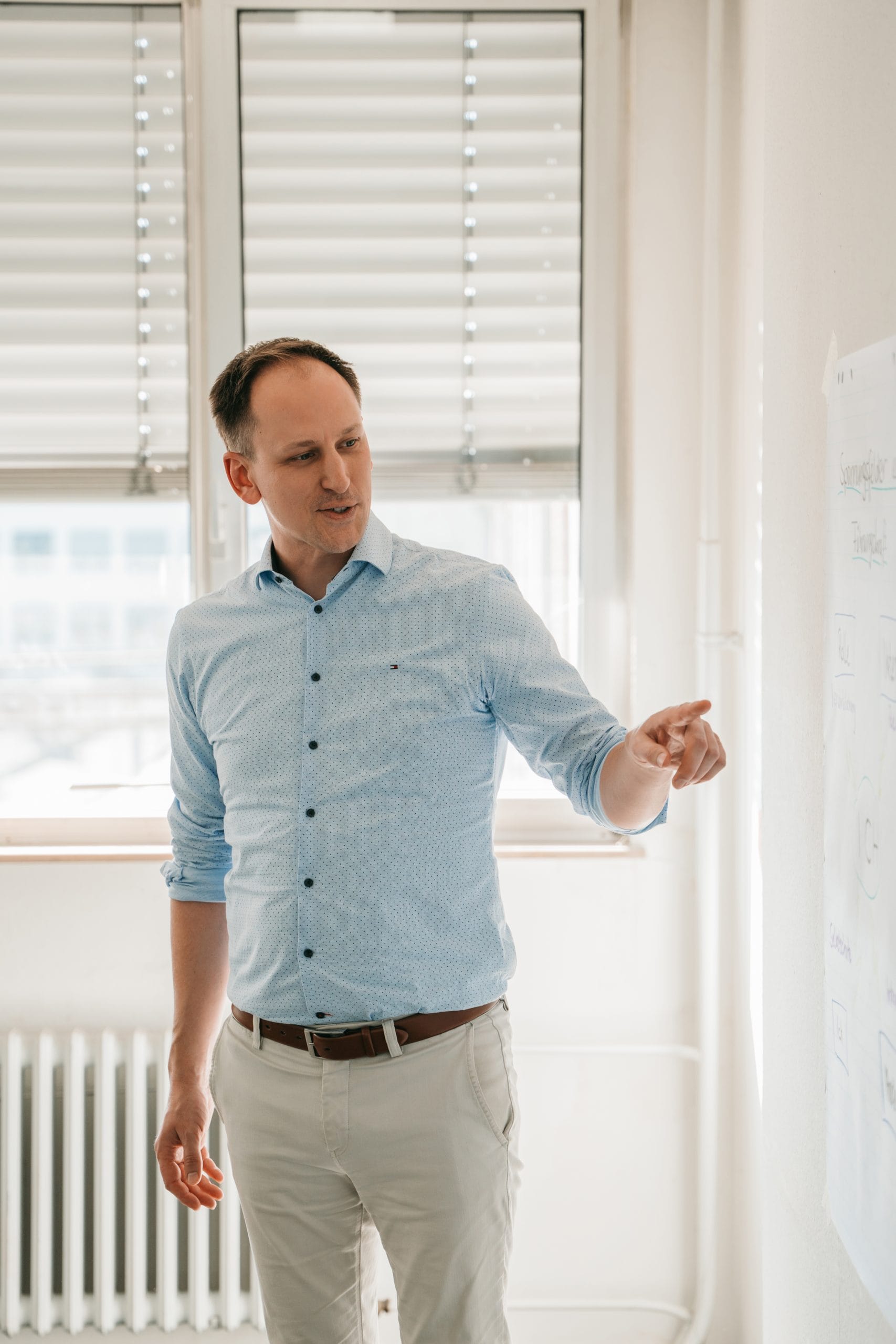 Team Workshop für Führungskräfte – Andreas Pachert erklärt Teamdynamiken am Whiteboard